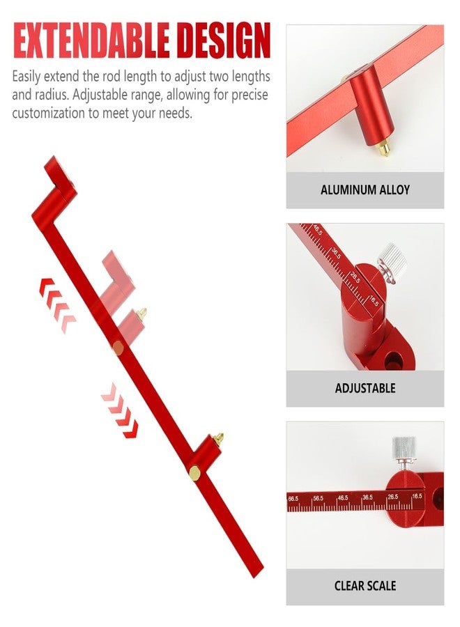 Serplex® 300mm Woodworking Compass Scriber Woodworking Scribing Circle Ruler Marking Gauge Precision Aluminum Alloy Marking Gauge with Adjustable Arms for Arc Drawing & Parallel Line Scribing - Image 3